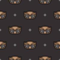 Seamless pattern with owls in boho style. Suitable for backgrounds and prints. vector