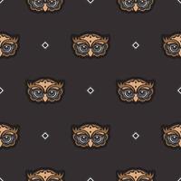 Seamless pattern with owls in boho style. Suitable for backgrounds and prints. Vector