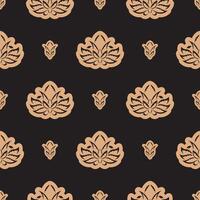 Dark solid color Seamless pattern with lotuses in Simple style. Good for mural wallpaper, fabric, postcards and printing. Vector