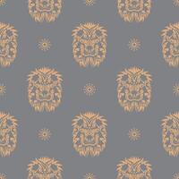 Seamless pattern with a tiger head in a simple style. Good covers, fabrics and printing. Vector