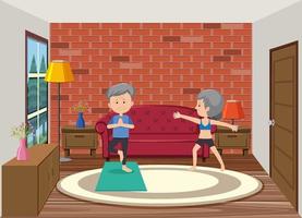 Living room scene with family members vector