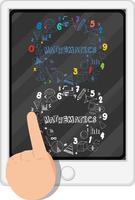 Mathematics doodles with ipad and finger on white background vector