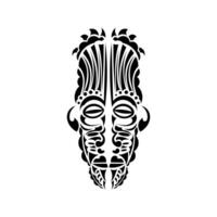 Mask in Samoan style ornaments. Tattoo with Polynesian patterns. Isolated. Vector illustration.