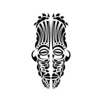 Mask in Samoan style ornaments. Tattoo with Polynesian patterns. Isolated. Vector illustration.