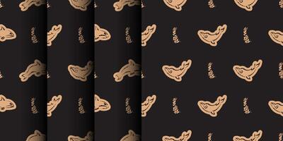 Set of Seamless luxury pattern with whales in simple style. Good for mural wallpaper, fabric, postcards and printing. illustration. vector