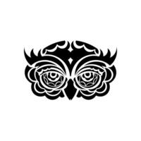 Owl face tattoo. Owl from patterns. Good for tattoos and prints. Vector illustration.