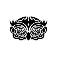 Owl face tattoo. Owl from patterns. Good for tattoos and prints. Vector illustration.