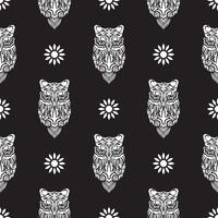 Simple owl seamless pattern in boho style. Good for backgrounds and prints. Vector illustration.