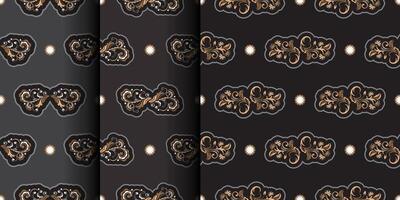 Set of Seamless presentable pattern with flowers and monograms in Simple style. Good for clothing and textiles. Vector