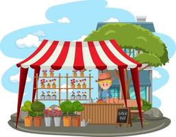 Flea market concept with plant shop vector