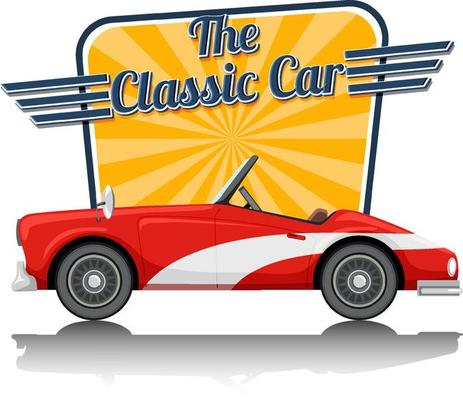 Classic car logo with classic car on white background