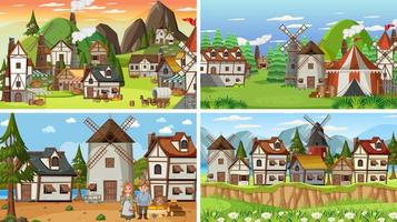 Set of different scene medieval vector