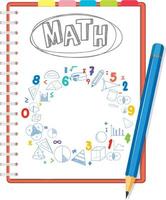 Doodle math formula on notebook page with pencil vector