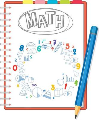 Doodle math formula on notebook page with pencil