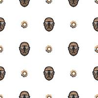 Seamless pattern with mask in Maori style. Polynesian style tiki. Good for backgrounds and textiles. illustration vector
