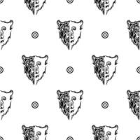 Black-white seamless pattern with a dog's face. Good for clothing and textiles. Vector