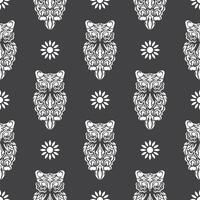 Simple owl seamless pattern in boho style. Good for garments, textiles, backgrounds and prints. Vector illustration.