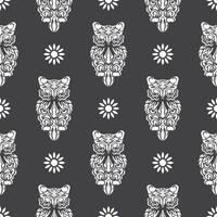 Simple owl seamless pattern in boho style. Good for garments, textiles, backgrounds and prints. Vector illustration.