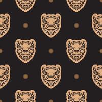 Seamless pattern with the face of the Bull. Good covers, fabrics, postcards and printing vector