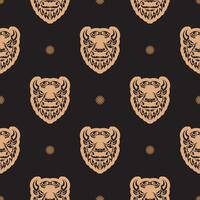 Seamless pattern with the face of the Bull. Good covers, fabrics, postcards and printing vector