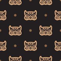 Seamless pattern with the face of an Owl. Good covers, fabrics, postcards and printing. vector