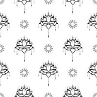Lotus seamless pattern. Black and white. Good for garments, textiles, backgrounds and prints. vector