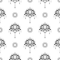 Lotus seamless pattern. Black and white. Good for garments, textiles, backgrounds and prints. Vector