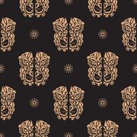 Seamless pattern with a tiger head in a simple style. Good wall wallpaper, postcards and printing. Vector