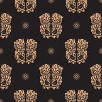 Seamless pattern with a tiger head in a simple style. Good wall wallpaper, postcards and printing. Vector