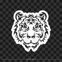 The tiger's face is made up of patterns. Lion head print. illustration. vector