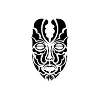 Tiki face, mask or totem. Samoan style patterns. Good for tattoos, t-shirts, and prints. Isolated. Vector illustration.