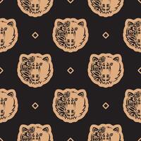 Seamless pattern with BEAR FACE in Simple style. Good for backgrounds, prints, apparel and textiles. vector