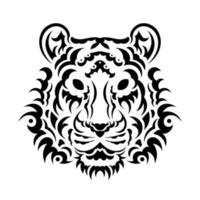 Tiger anger. Black tattoo. Vector illustration of a tiger head.