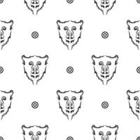 Black-white seamless pattern with a dog's face. Good for garments, textiles, backgrounds and prints. illustration. vector
