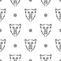 Black-white seamless pattern with a dog's face. Good for garments, textiles, backgrounds and prints. Vector illustration.