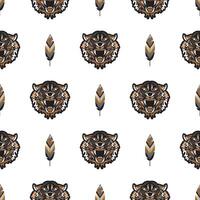 Seamless pattern with tiger head. vector