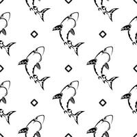 Hand drawn shark seamless pattern and background design for printing vector