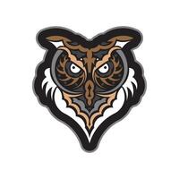 Colored print head of an owl. Hawaii and samoa patterns. Good for t-shirts, phone cases and more. Isolated. Vector illustration.