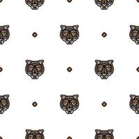 Polynesia seamless pattern with tiger face. Suitable for prints, backgrounds, postcards, wrapping paper and textiles. illustration. vector