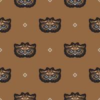 Seamless pattern with owls in boho style. Vector