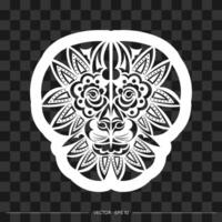 Lion print. Polynesian-style lion face. Vector illustrator.