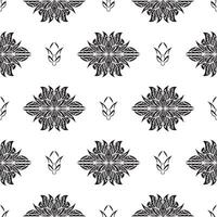 Black-white Seamless pattern with lotuses in Simple style. Good for covers, fabrics, postcards and printing. Vector illustration.