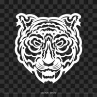 Polynesia tiger face. Suitable for prints, backgrounds, cards and textiles. Vector illustration.