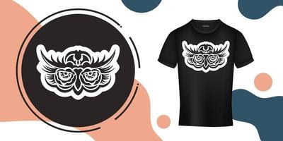 Owl face print. Polynesia and Maori patterns. Good for t-shirts, cups, phone cases and more. Vector illustration.