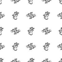 Seamless black and white pattern with flowers and monograms in Simple style. Good for menus, postcards, books, murals and fabrics. vector