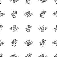 Seamless black and white pattern with flowers and monograms in Simple style. Good for menus, postcards, books, murals and fabrics. Vector