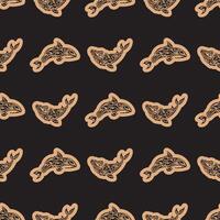 Seamless luxury pattern with whales in simple style. Good for clothing and textiles. Vector