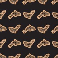 Seamless luxury pattern with whales in simple style. Good for clothing and textiles. Vector