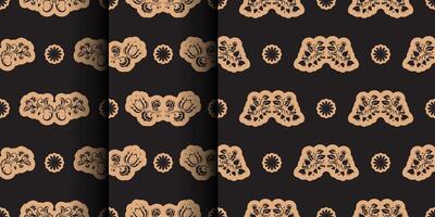 Set of Seamless luxury pattern with flowers and monograms in Simple style. Good for backgrounds and prints. vector