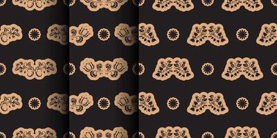 Set of Seamless luxury pattern with flowers and monograms in Simple style. Good for backgrounds and prints. Vector